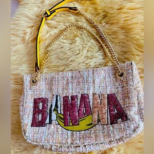 Zara sequin banana logo bag